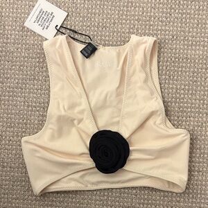 SAME Los Angeles Cream Crop Top with Black Accent